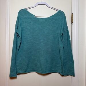 Zadig Voltaire‎ Teal Blue Knit Long Sleeve Boat Neck Sweater Sequin Detail